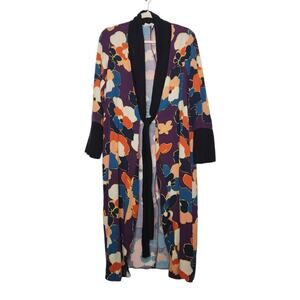 y2k Vintage BCBG Generation Tie Robe Cardigan Medium Flowers Floral Fairy Whimsy